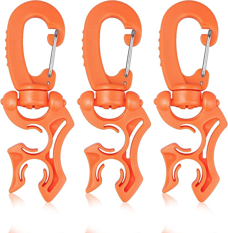 Dawitrly 3 Pieces Scuba Hose Holder Clip, Double BCD Hose Diving Clips with Snap Hook Buckle for Scuba Diving Snorkeling Equipment Accessories - Image 1